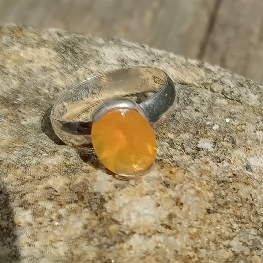 Gorgeous 925 Fire Opal Pinkie Ring